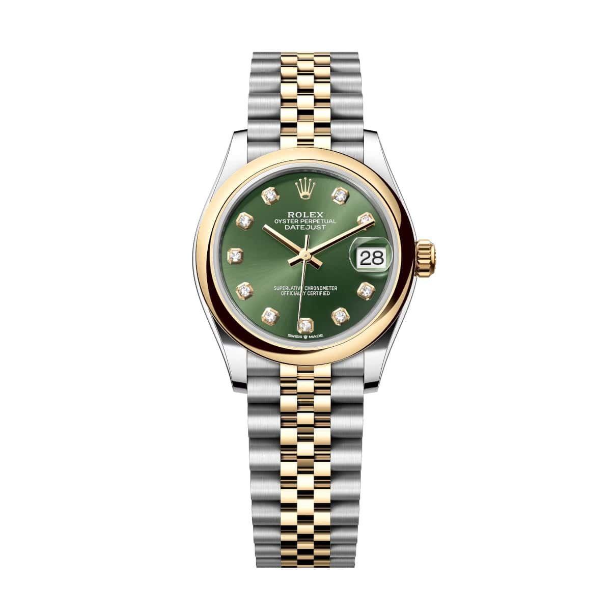 Rolex Datejust 31mm 278243-0030 Olive Green Dial Yellow Rolesor Jubilee Watch