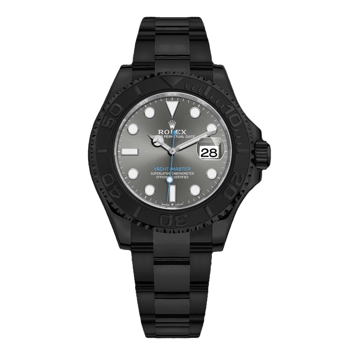 Rolex Yacht-Master 116622 Platinum Dial Black PVD Oyster Bracelet Watch