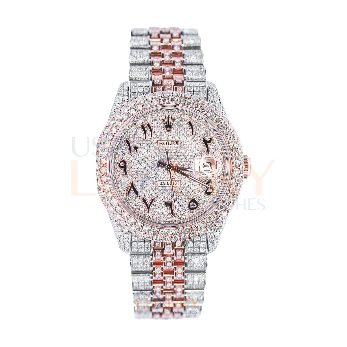 Rolex 1603 Datejust Aftermarket Iced Out Two-Tone 36 mm Watch