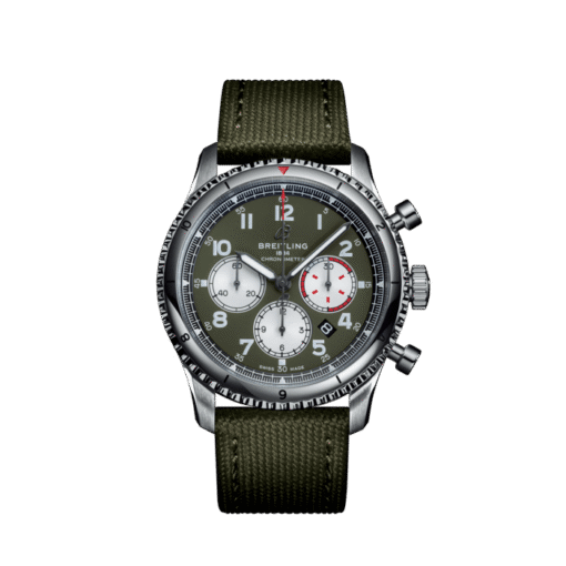 Breitling AB01192A1L1X1 Aviator 8 B01 Chronograph 43 Curtiss Warhawk Stainless Steel Military green Dial