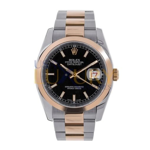 Rolex Datejust 116201 Two Tone Stainless Steel & Everose Gold  Black Dial 36mm