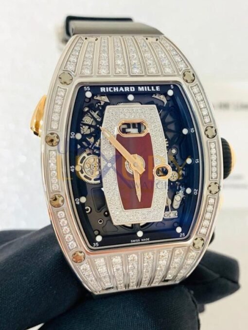 Richard Mille RM 037 White Gold Medium Set Red Jasper Dial Watch
