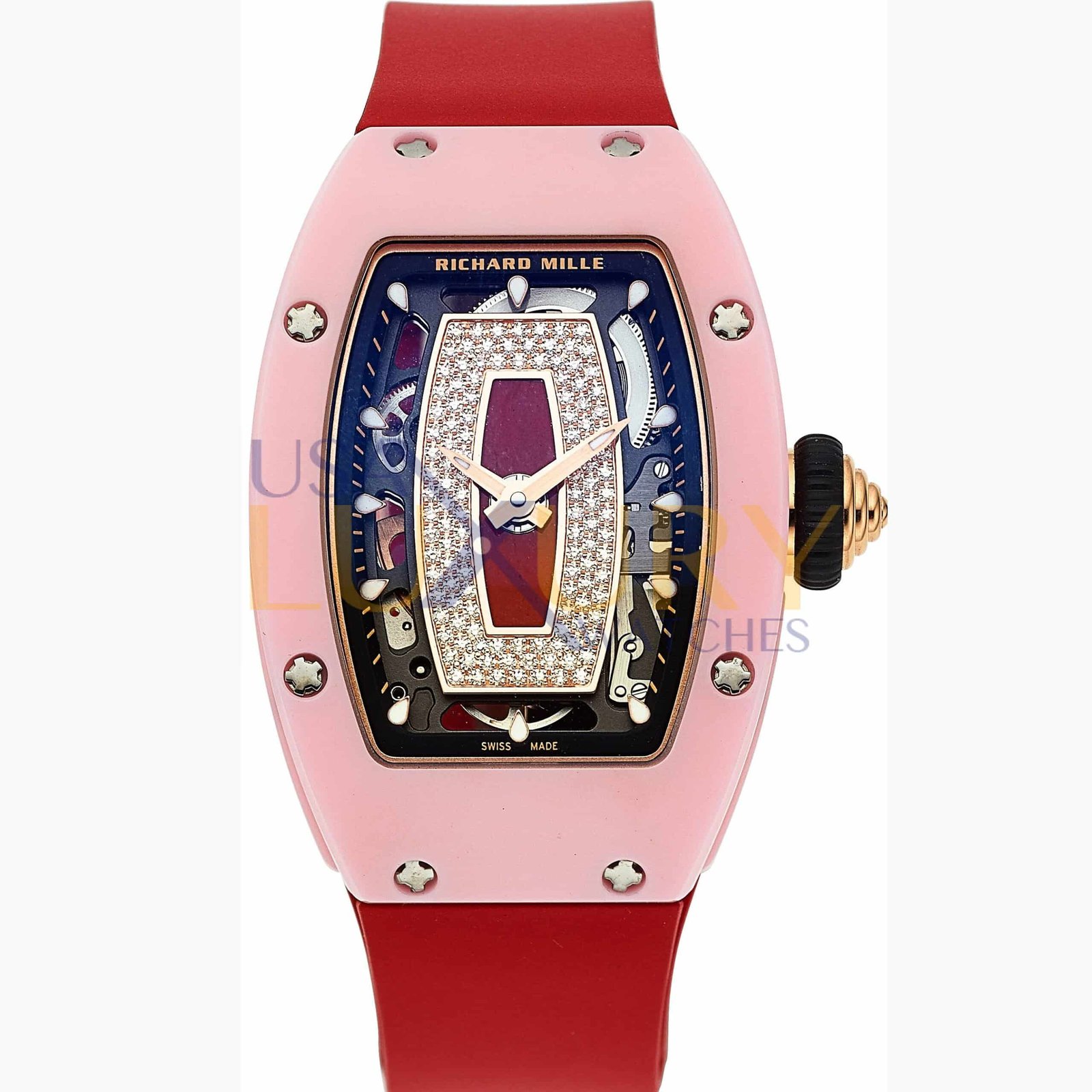Richard Mille Rm 07-01 Self-winding Pink Ceramic And 18k Rose Gold Ladies Watch