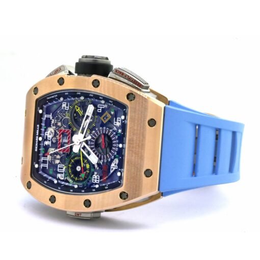 Richard Mille RM 11-02 Flyback Chronograph Dual Time Zone GMT Rose Gold Titanium Rubber Automatic Mens Watch - Image 4