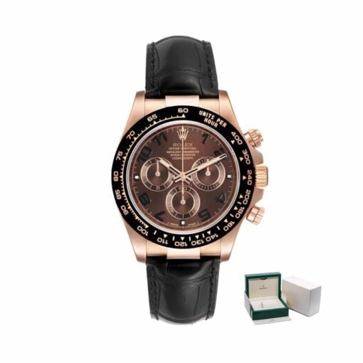 Rolex Daytona 116515LN-0004 Leather Strap Everose Gold Chocolate Dial Black Ceramic Bezel 40mm