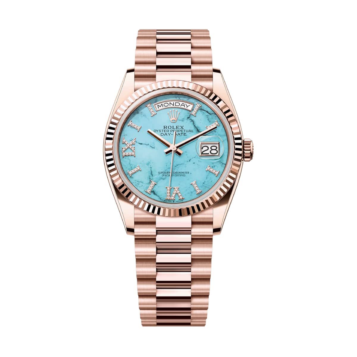 Rolex Day Date 128235-0064 Turquoise / Diamonds Dial