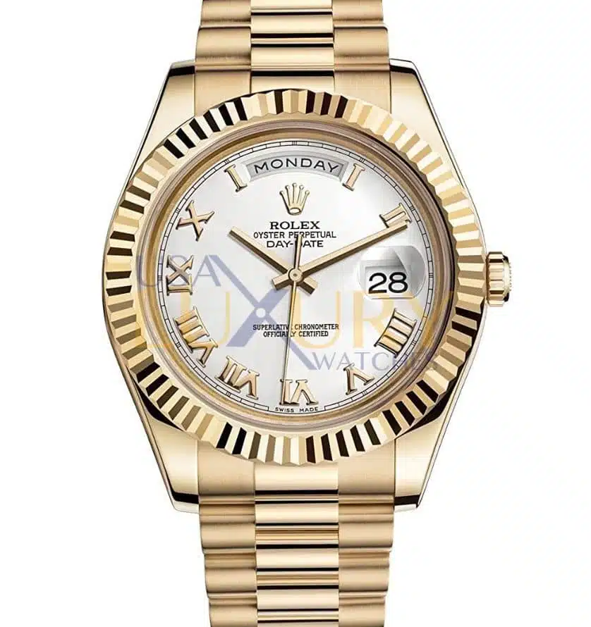 Rolex Day-Date 218238 41mm 18k Yellow Gold  White Roman Dial Watch
