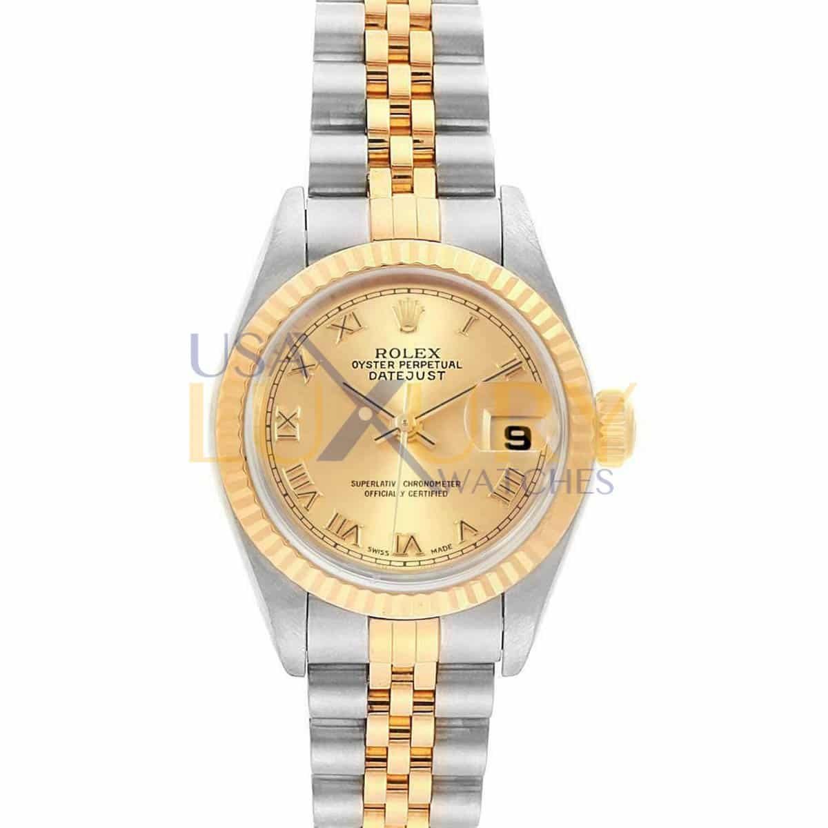 Rolex 79173 Datejust 26mm Champagne Dial 18k Yellow Gold And Stainless Steel
