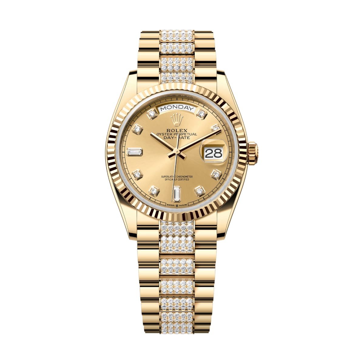Rolex Day-Date 128238-0026 Champagne Diamonds Dial & Bracelet