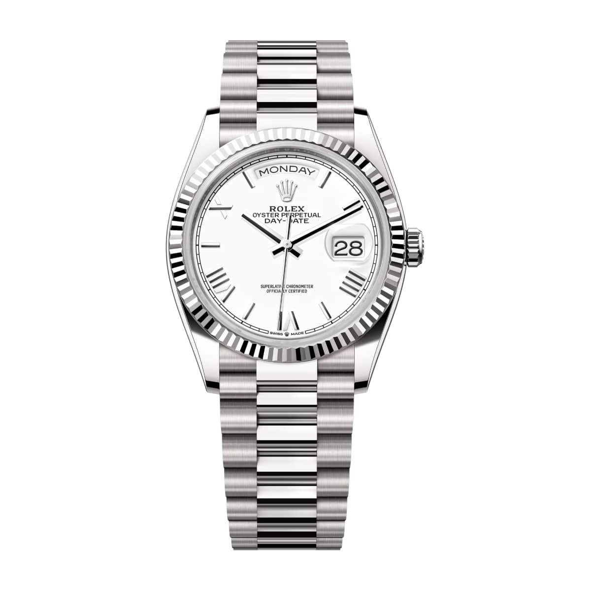 Rolex Day-Date 128239-0059 White Roman Dial