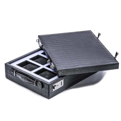 High End Watch Briefcase for 8 watches Black Travel PU Leather Watch Storage - Image 7