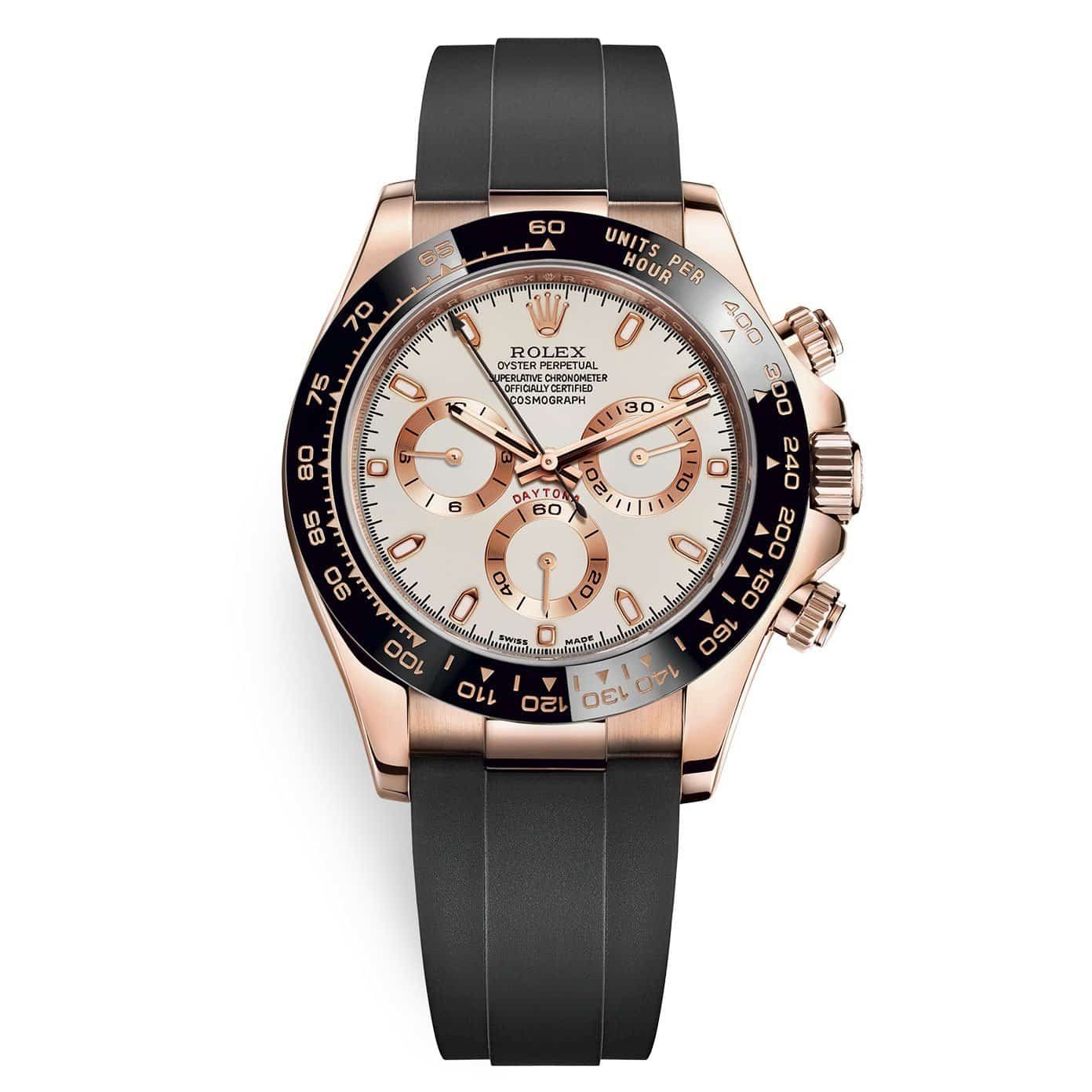 Rolex Cosmograph Daytona 116515LN-0014 Ivory Oysterflex  Everose Gold Mens Watch