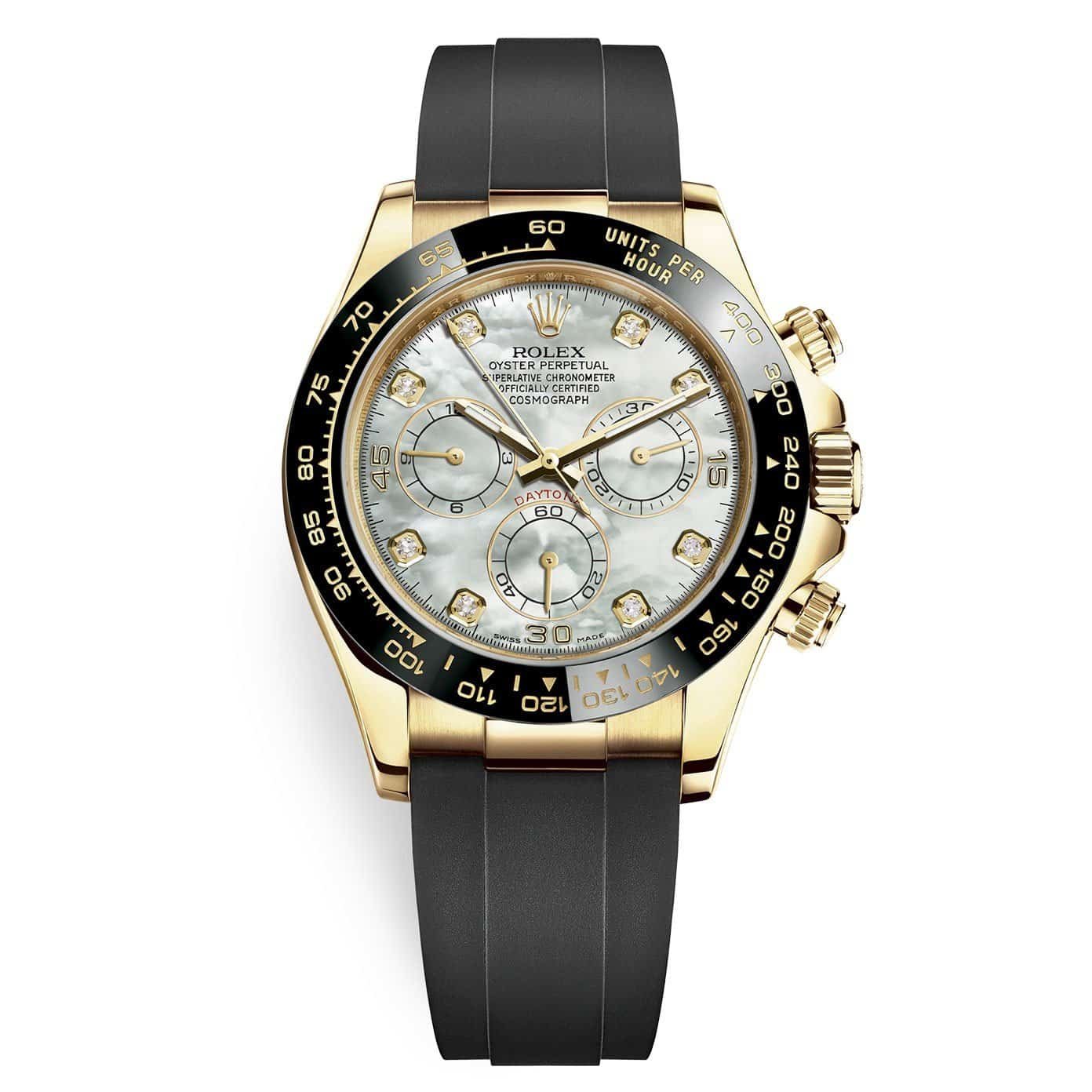 Rolex 116518LN Cosmograph Daytona MOP Dial Oysterflex Yellow Gold Men’s Watch