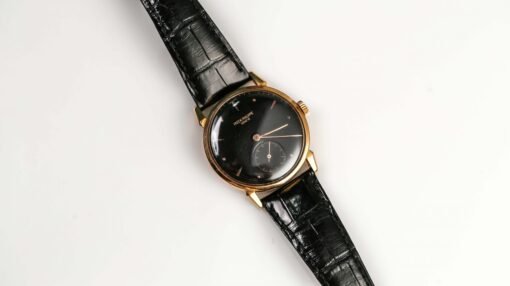 Patek Philippe 1578 Calatrava Aftermarket Black Dial Rose Gold Black Strap 35mm Watch - Image 2