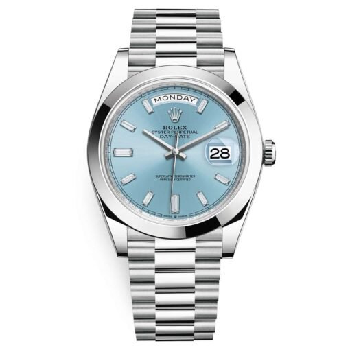 Rolex 228206 Day-Date Ice Blue Baguette 40mm Platinum Men’s Watch