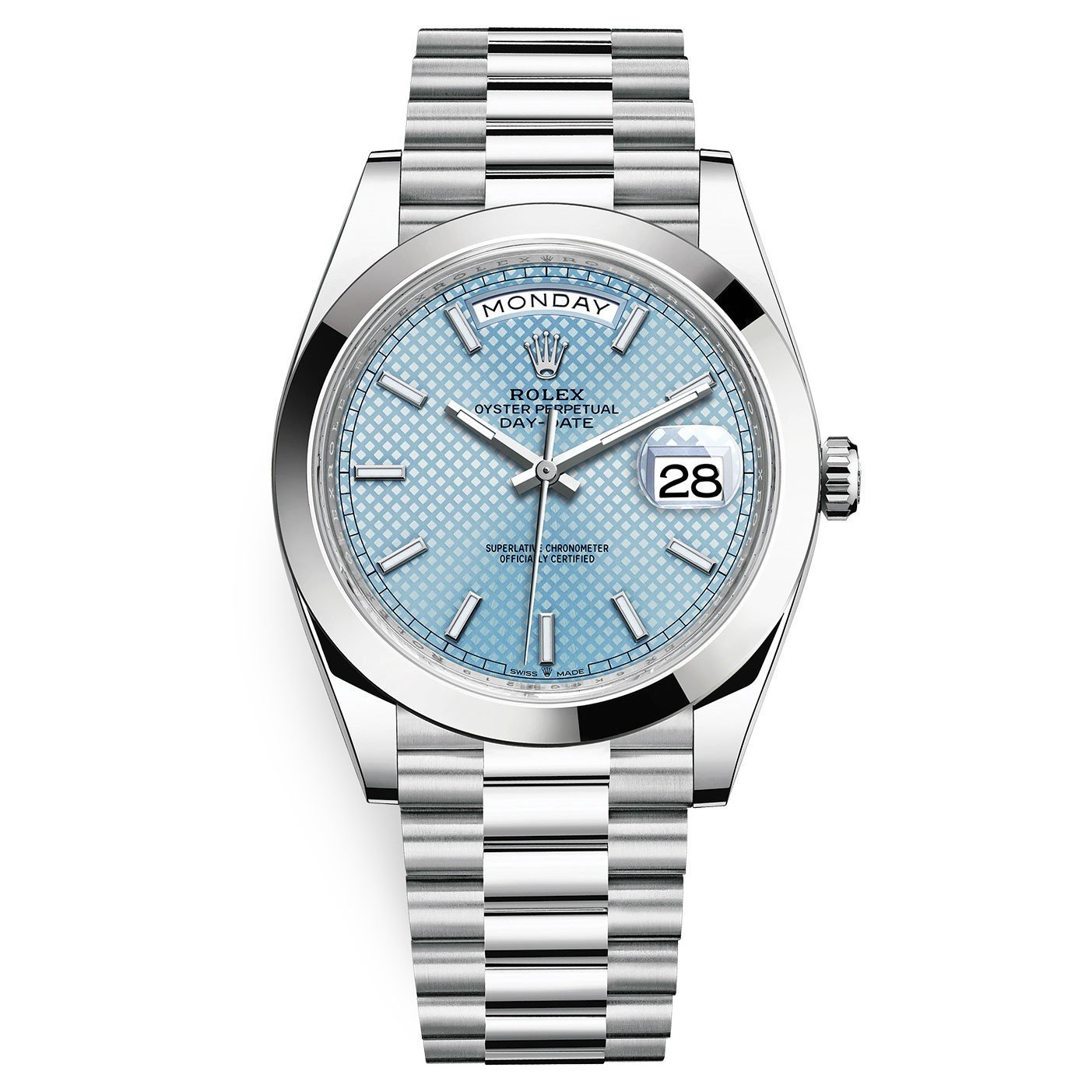 Rolex 228206-0004 Day-Date Ice Blue Diagonal Index 40mm Platinum Men’s Watch