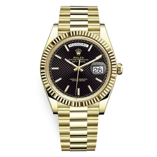Rolex 228238-0007 Day-Date Black Diagonal Index 40mm Yellow Gold Mens Watch