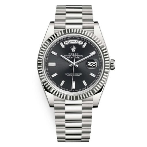 Rolex Day-Date 228239-0005 Black Baguette Dial 40mm White Gold