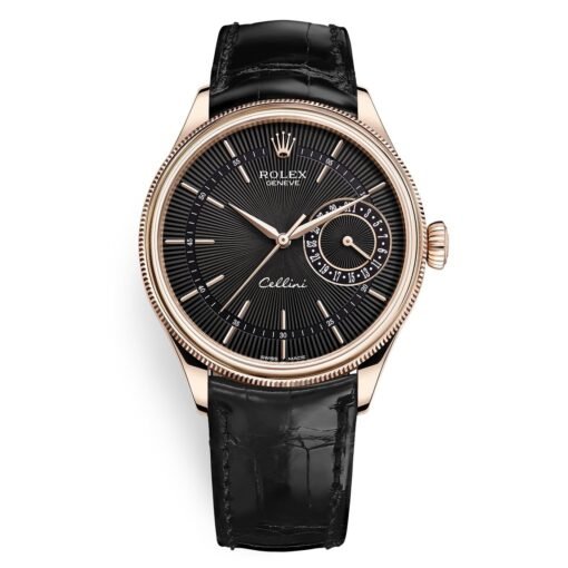 Rolex Cellini Date 50515 Black Dial Leather Strap 39mm Men’s Watch