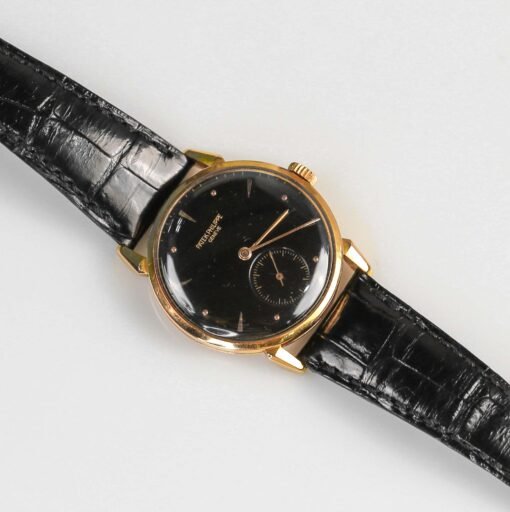 Patek Philippe 1578 Calatrava Aftermarket Black Dial Rose Gold Black Strap 35mm Watch - Image 3