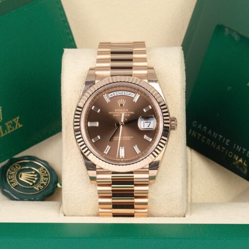 Rolex Day-Date 228235-0003 Chocolate Baguette Index 40mm Everose Gold Watch - Image 3
