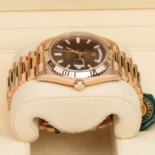 Rolex Day-Date 228235-0003 Chocolate Baguette Index 40mm Everose Gold Watch - Image 4