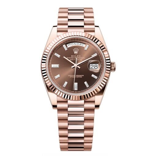 Rolex Day-Date 228235-0003 Chocolate Baguette Index 40mm Everose Gold Watch