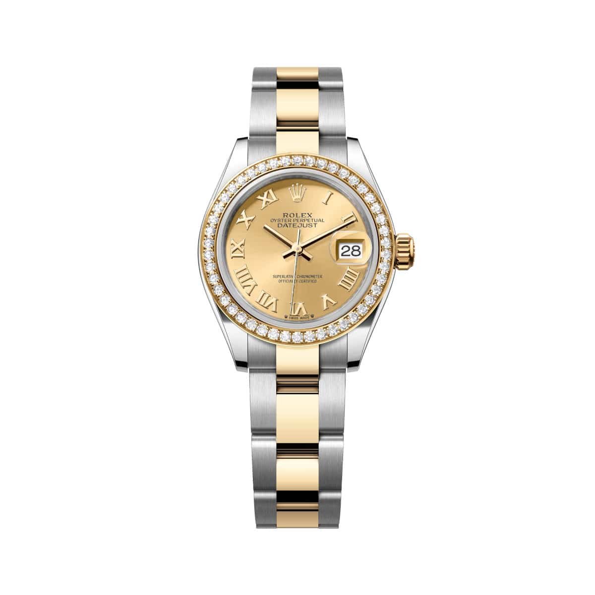 Rolex Lady-Datejust 279383RBR-0010 Champagne Roman Dial Yellow Rolesor Oyster Bracelet