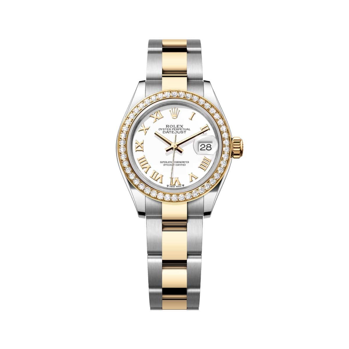 Rolex Lady-Datejust 279383RBR-0024 White Roman Dial Yellow Rolesor Oyster Bracelet
