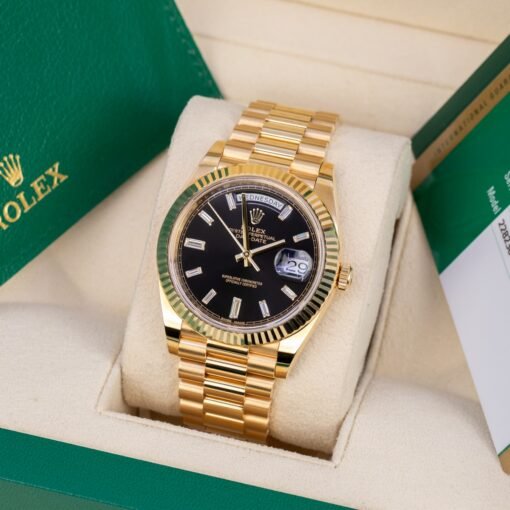 Rolex 228238-0004 Day-Date Black Baguette 40mm Yellow Gold Mens Watch - Image 4