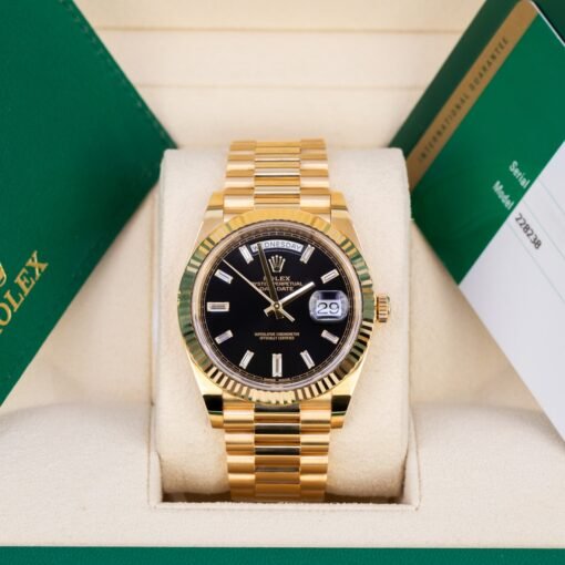 Rolex 228238-0004 Day-Date Black Baguette 40mm Yellow Gold Mens Watch - Image 3